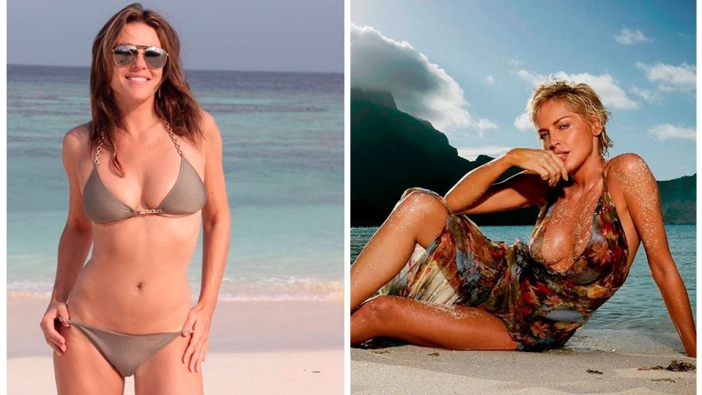 Elizabeth Hurley y Sharon Stone bellas en bikini